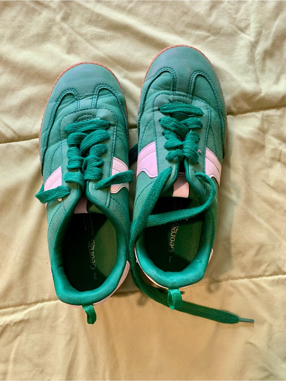 George Teal Sneakers with Pink Accents